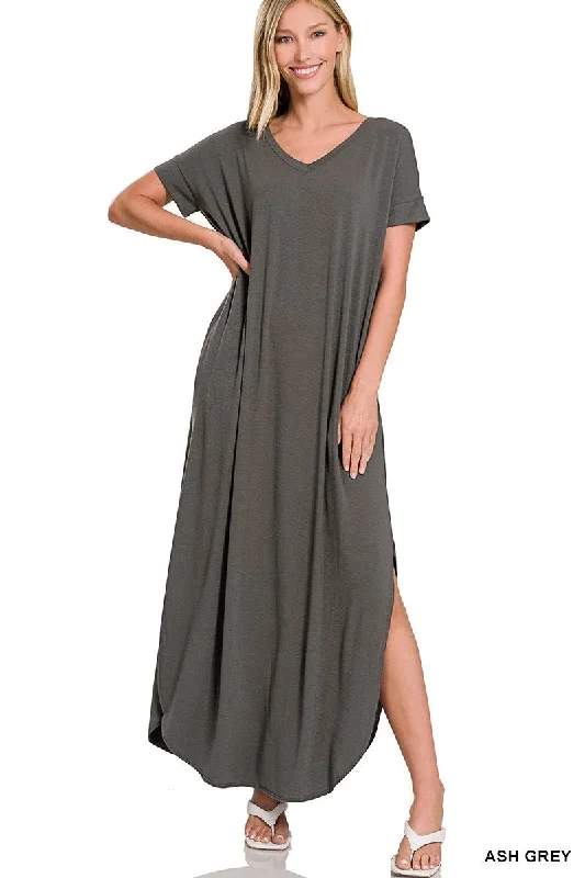 Basic Maxi Dress -Ash Grey Fall maxi dresses