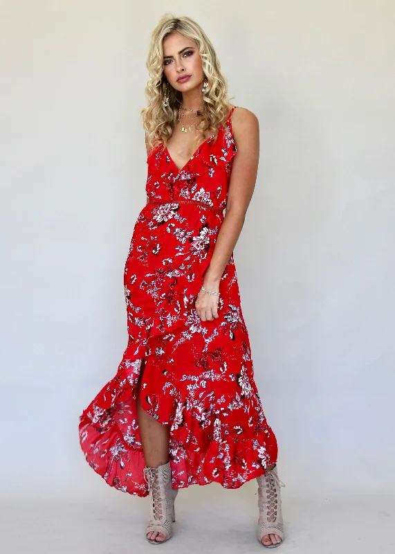 Heavens Drive Maxi Dress - Red Boohoo maxi dresses