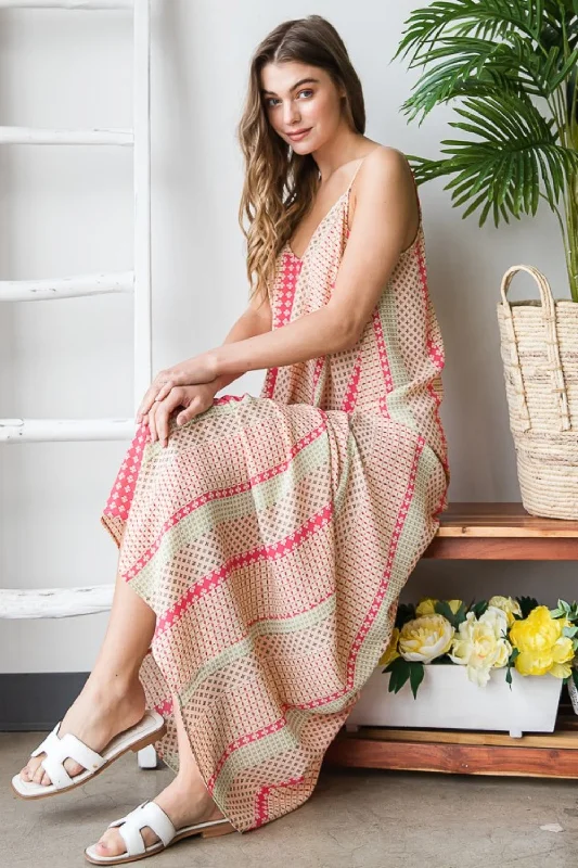 Heimish Printed Maxi Cami Dress with Pockets Strapless maxi dresses