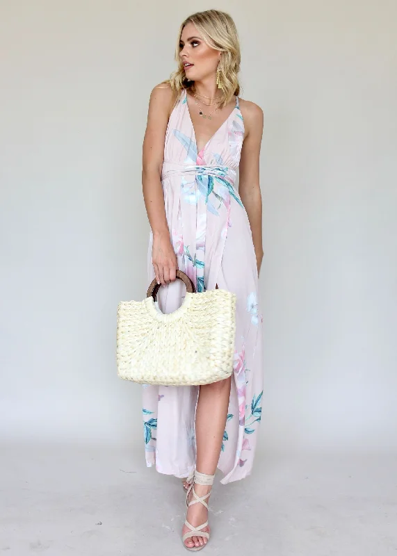 Karmen Halter Maxi Dress - Pink Tropical Expensive maxi dresses