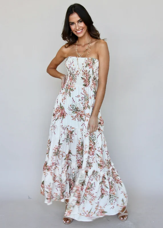 Love & Light Strapless Maxi Dress - Flower Fields Red carpet maxi dresses