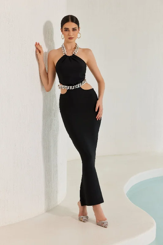 Navarah Halterneck Cutout Maxi Bandage Dress Sleeveless maxi dresses