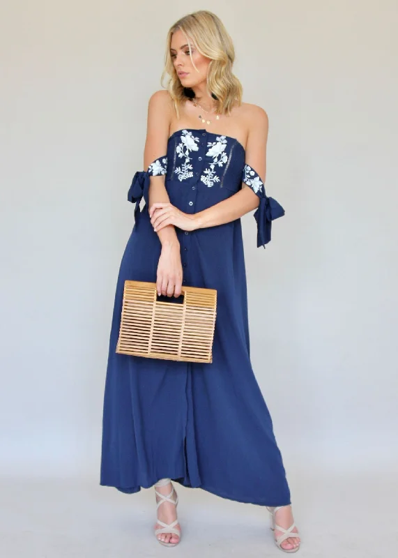 Petal In A Day Maxi Dress - Navy Date night maxi dresses