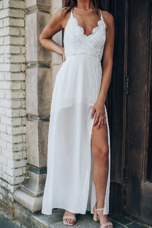 Rome Lace Maxi Dress (White) FINAL SALE Preppy maxi dresses