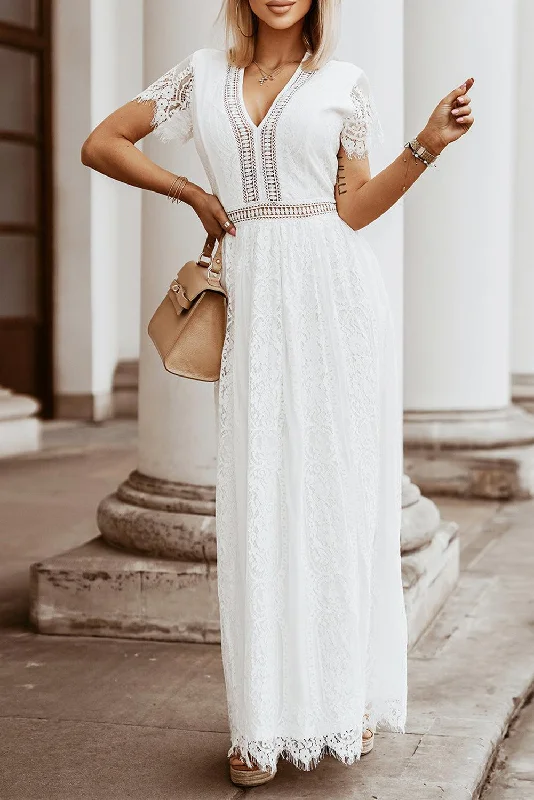 White Blue Fill Your Heart Lace Maxi Dress Bodycon maxi dresses