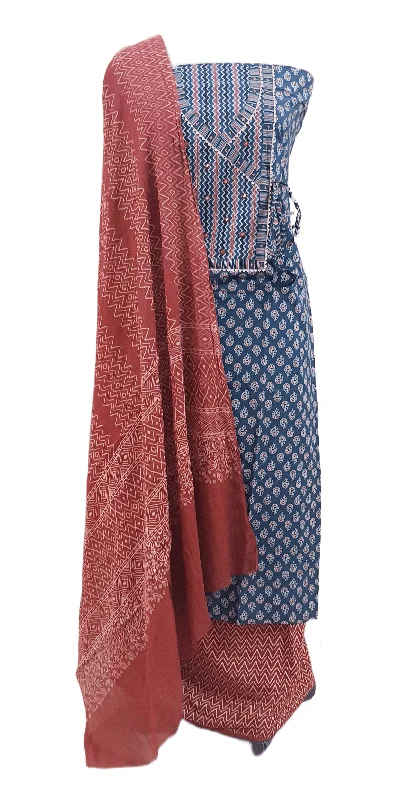 Indigo Blue Jaipuri Printed Angrakha Style Cotton Suit EV06 Boohoo floral dresses