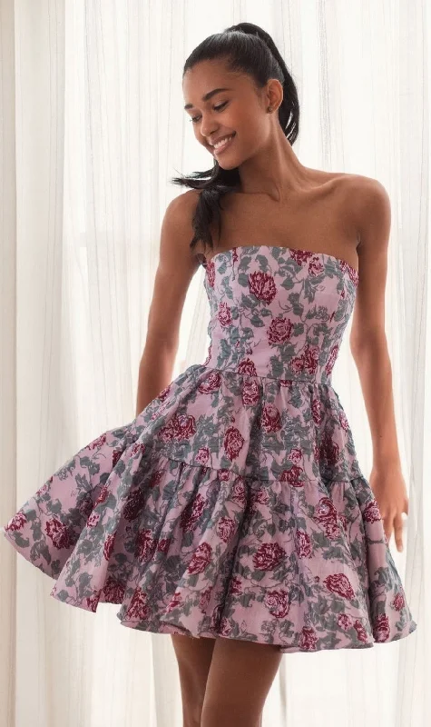 Short Pink Floral Dress 68624 by Mac Duggal Discounted floral dresses