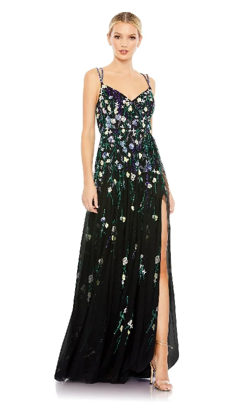 Floral-Sequin Long Black Formal Dress 9172 Floral dresses under $50