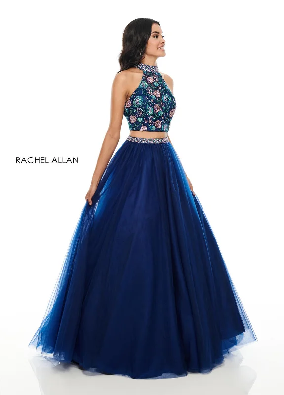 Rachel Allan 7066 Navy Multi 2 Piece Floral Ballgown Anniversary floral dresses