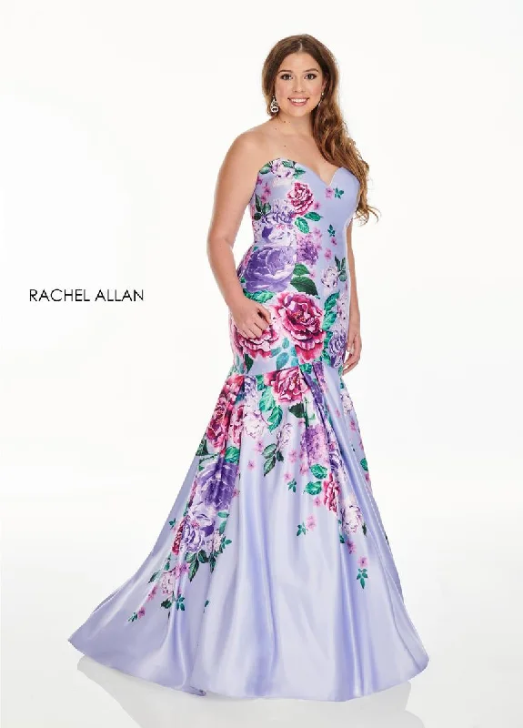 Rachel Allan Curves 7238 Lilac Floral Print Mermaid Dress Affordable floral dresses