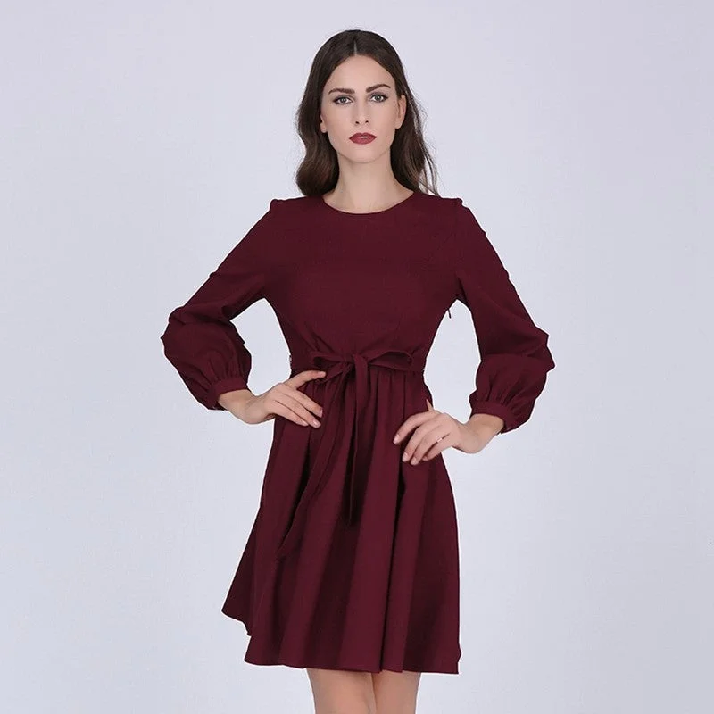 A-Line Dress With O-Neck Bright color unclassified dresses