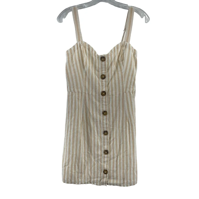 Abercrombie & Fitch Cream White Striped Button-Up Pinafore Dress Women’s M NWT Office unclassified dresses