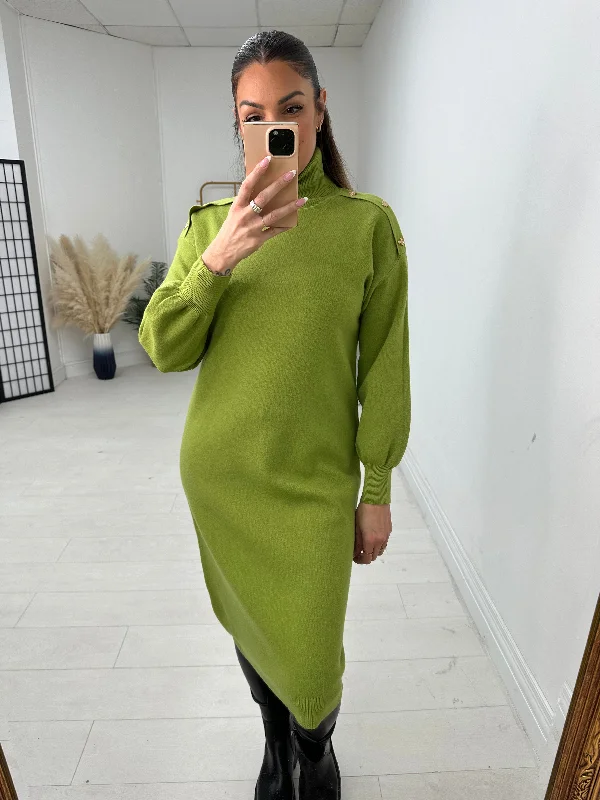 Abia Bee Detail Roll Neck Jumper Dress Boho unclassified dresses