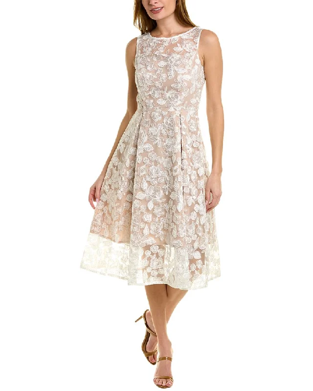 Adrianna Papell Embroidered A-Line Dress Tulle unclassified dresses