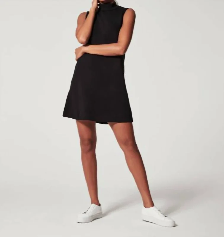 Airessentials Mock Neck Dress in Black Short unclassified dresses