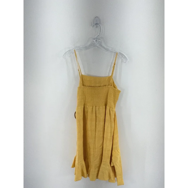 American Eagle Yellow Cotton Blend Spaghetti Strap Ruffle Dress Women Sz S Date night unclassified dresses