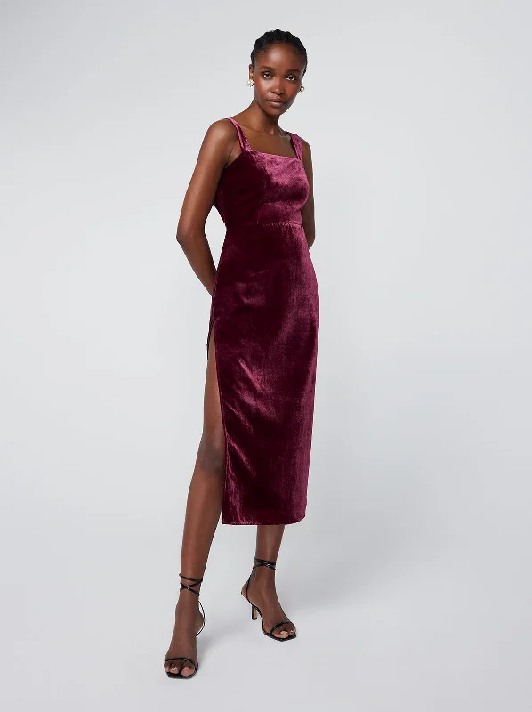 Aretha Burgundy Velvet Dress Festival unclassified dresses