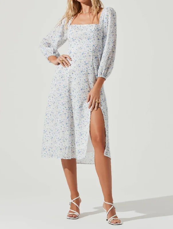 Audette Dress in Blue White Ditsy Pastel unclassified dresses