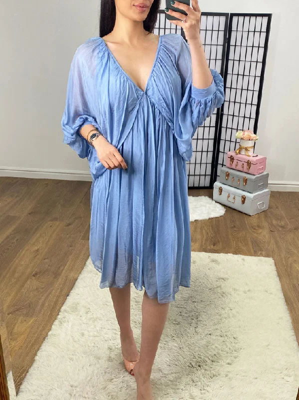 Azalia Chiffon Overlay Balloon Sleeve Dress Sexy unclassified dresses