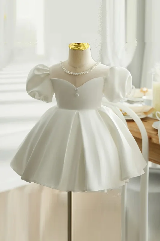 Baby Girl Princess Pearl Neck Dress Puff Sleeve Infant Toddler Child Frocks Plus size unclassified dresses