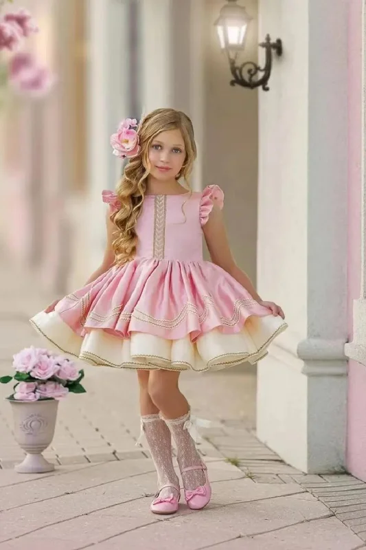 Baby Girl Spring Summer Pink Vintage Spanish Princess Ball Gown Dress for Christmas Causal Neutral tone unclassified dresses