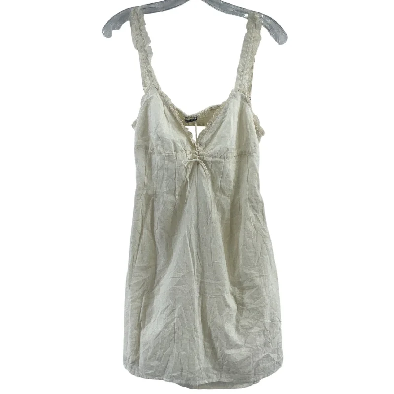 Bershka Cream Cotton Front-Corseted Open-Back Sundress Women’s Size Large NWT Long sleeve unclassified dresses