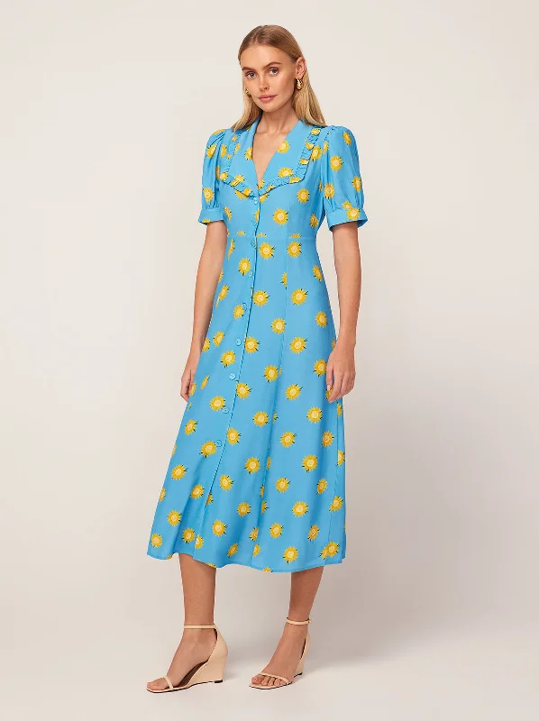 Bethany Blue Sunflower Print Tea Dress Popular unclassified dresses