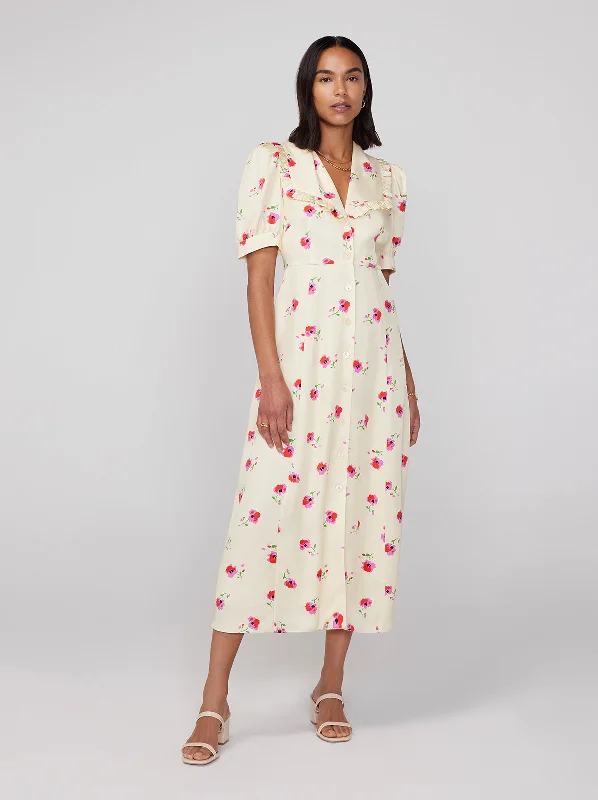 Bethany Pansy Print Tea Dress Lightweight unclassified dresses