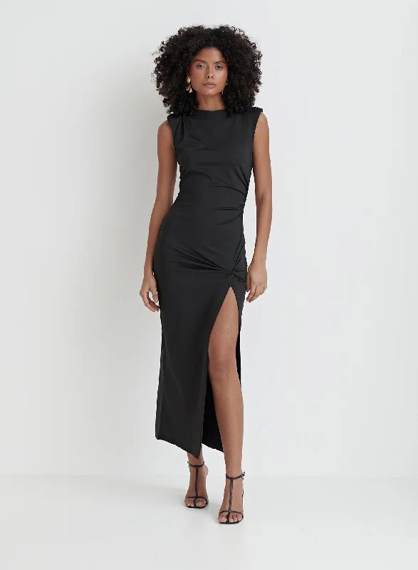 Black Side Split Midaxi Dress – Verity   Wrap unclassified dresses