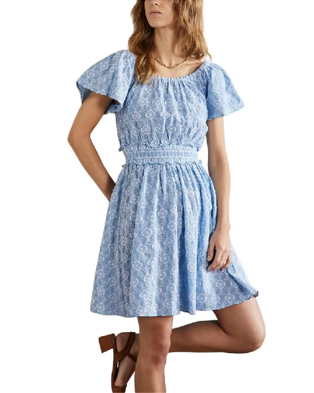 Boden Scoop Neck Embroidered Dress Polka dot unclassified dresses