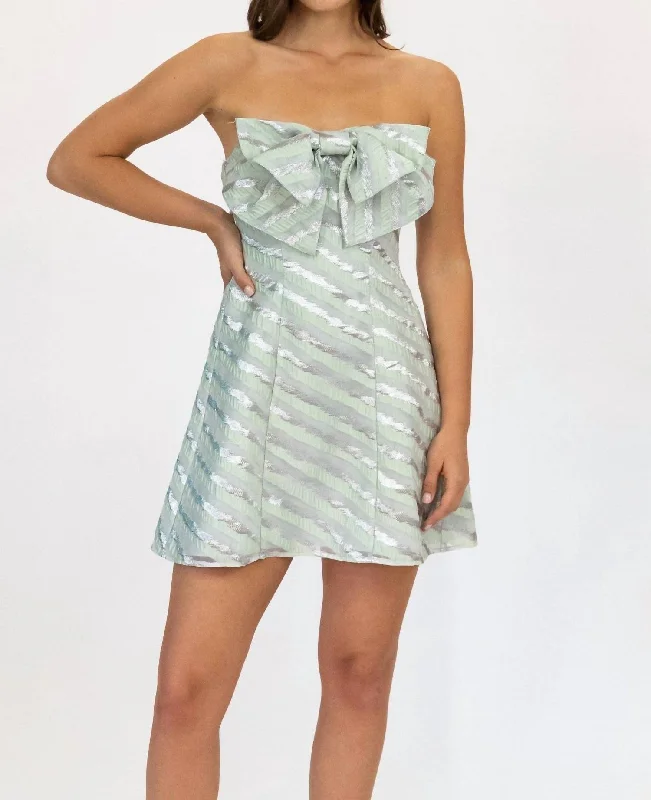 Bow-Tie Tube Dress in Green/Silver Cocktail unclassified dresses