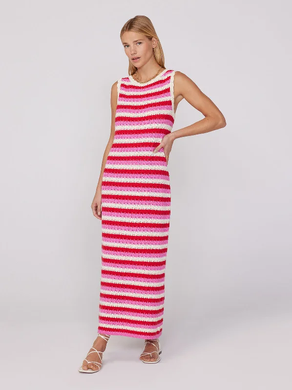 Bunty Pink Stripe Knit Dress Off-shoulder unclassified dresses