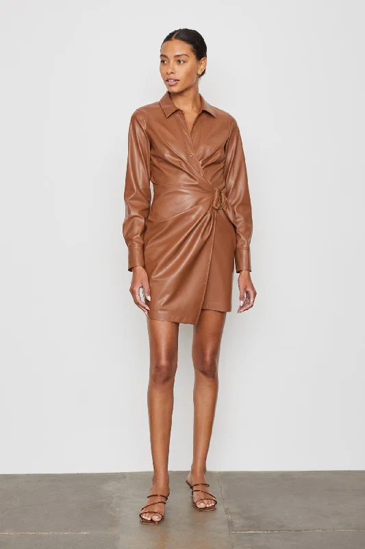 Camryn Vegan Leather Dress in Macchiato Smocked unclassified dresses