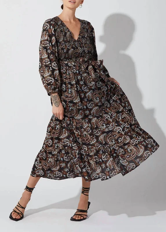 Carly Ankle Dress in Avalon Block Print Everyday wear unclassified dresses