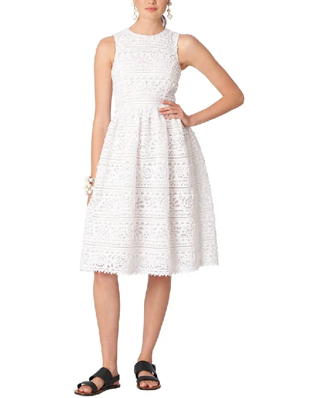 Carolina Herrera Embroidered Eyelet Sleeveless Dress Cotton unclassified dresses