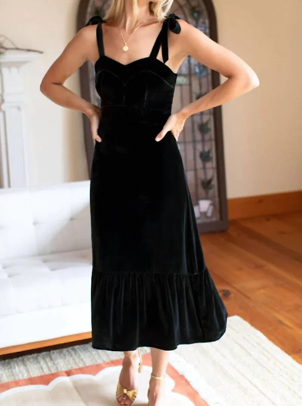 Charlotte Dress in Black Velvet Wedding guest unclassified dresses