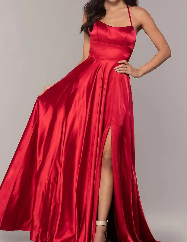 Charmeuse Gown in Red Chiffon unclassified dresses