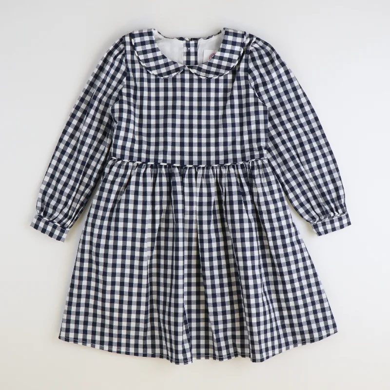 Collared Dress - Navy Check Street style unclassified dresses