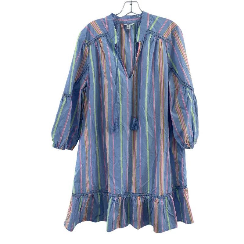 Crown & Ivy Blue Striped Ruffle Hem Boho Kaftan Dress Women’s XL Plus Preowned Floral unclassified dresses