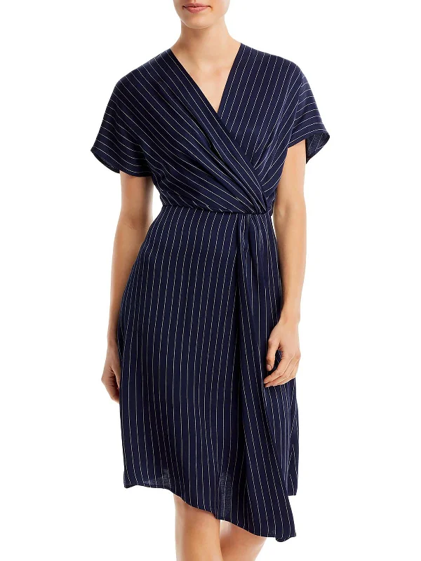 Dawela Womens Pinstripe Knee-Length Wrap Dress Velvet unclassified dresses