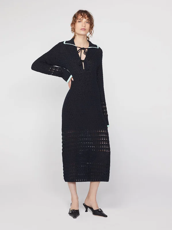 Delilah Black Crochet Knit Dress Wrap unclassified dresses