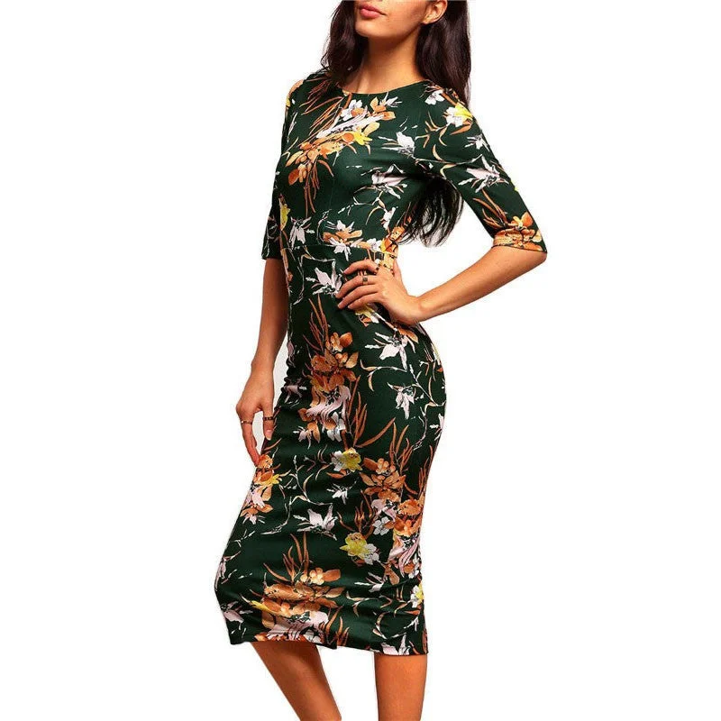 Sheath Dress With Flower Print Affordable unclassified dresses