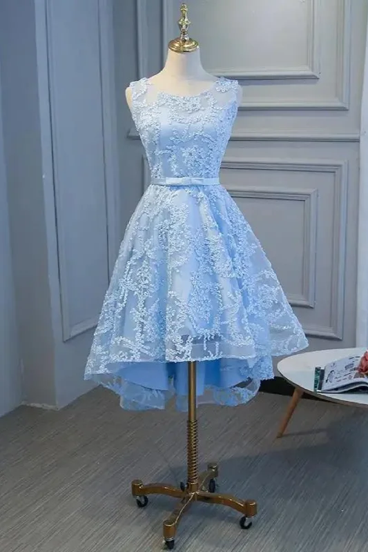 Elegant Lady Light Blue Bridesmaid Dresses Organza with Lining and Applique Zipper Popular unclassified dresses