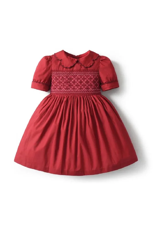 Embroidered Dress Newborn Ruffled Collar Children Smocked Dresses with Button Baby Girls Clothes Kids Embroidered unclassified dresses