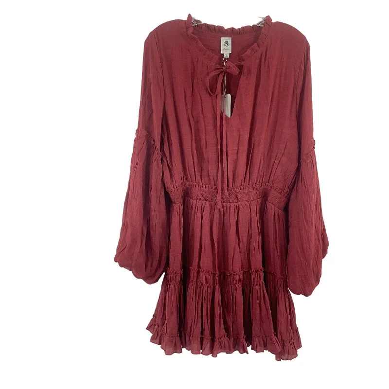 Flawless Red Boho Poet Sleeve Blouson Dress Womens L NWT Rayon/Polyester Long sleeve unclassified dresses