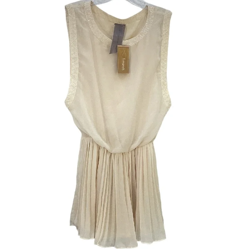 Francesca's Sexy Womens Cream Blouson Dress S NWT Polyester Knee-Length Long unclassified dresses