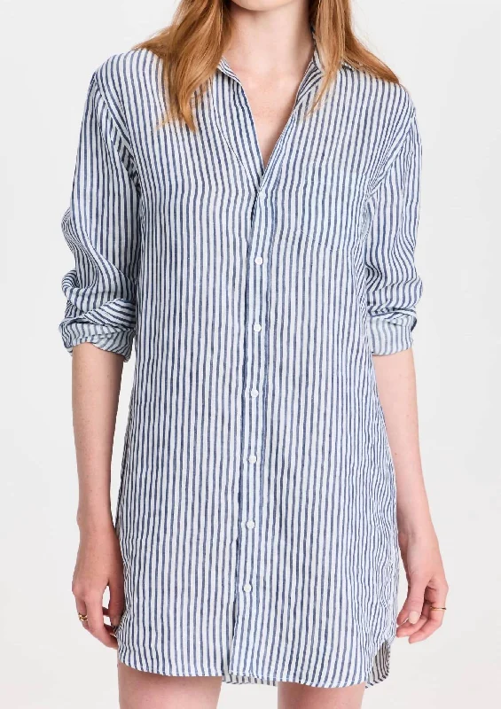 Frank & Eileen Mary Woven Button Up Dress In Blue Stripe Fashionable unclassified dresses