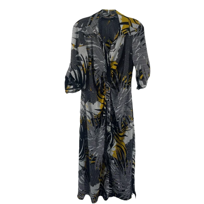 Gabrielle Union Black Yellow Tropical Print Womens Wrap Dress S Polyester Breathable unclassified dresses