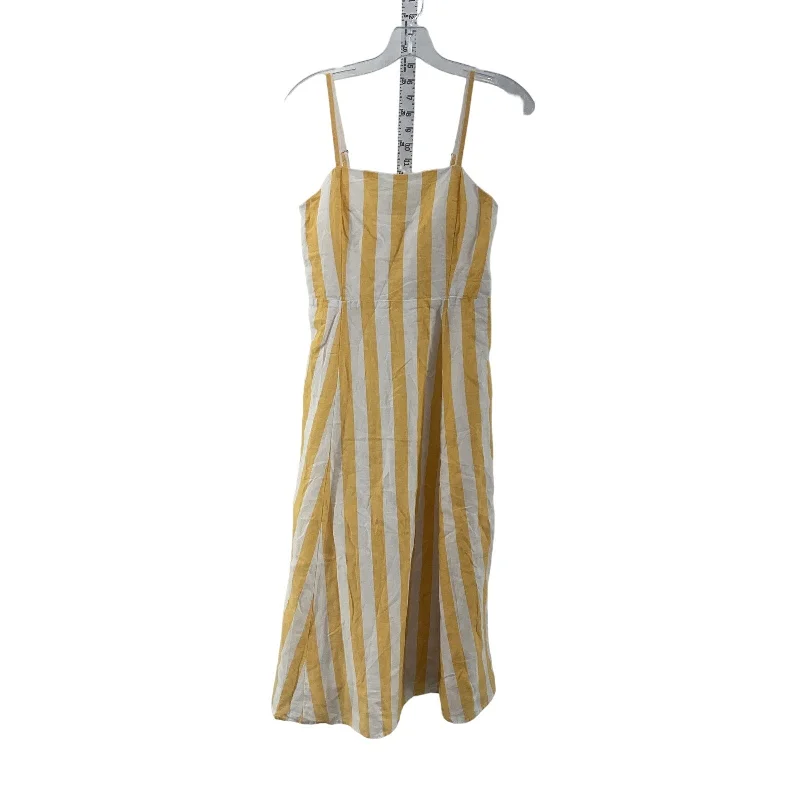 Gap Yellow White Striped Womens Sundress Size 00 NWT - Cotton/Linen Knee Length Ruched unclassified dresses