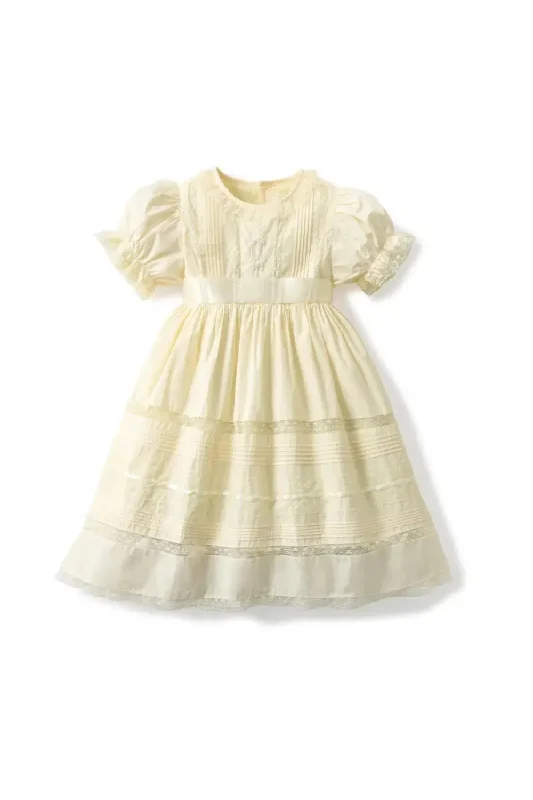 Girls Bubble Sleeves Dress Summer Baby Girls Flower Embroidery Dresses Infant Casual Clothing Knitted unclassified dresses